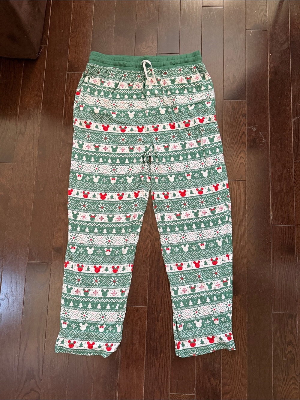 Little Sleepies Green, Red & White Mickey Holiday Pajama Pants